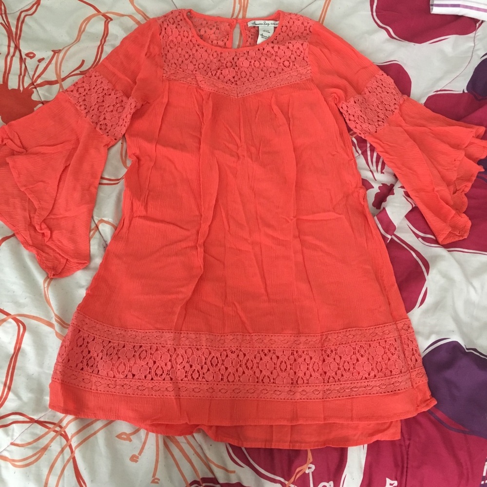 American Rag crotchet lace bell sleeve dress
